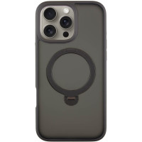 Чехол-силикон Metal Buttons with MagSafe Colorful HQ Ring Apple iPhone 16 Pro Max, Черный