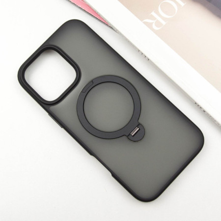 Чехол-силикон Metal Buttons with MagSafe Colorful HQ Ring Apple iPhone 16 Pro Max, Черный