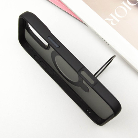Чехол-силикон Metal Buttons with MagSafe Colorful HQ Ring Apple iPhone 16 Pro Max, Черный