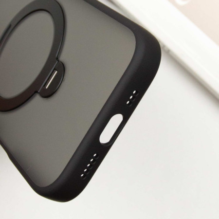 Чехол-силикон Metal Buttons with MagSafe Colorful HQ Ring Apple iPhone 16 Pro Max, Черный
