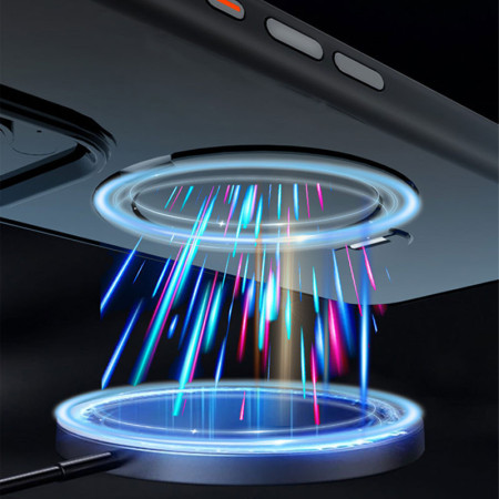Чехол-силикон Metal Buttons with MagSafe Colorful HQ Ring Apple iPhone 16 Pro Max, Черный
