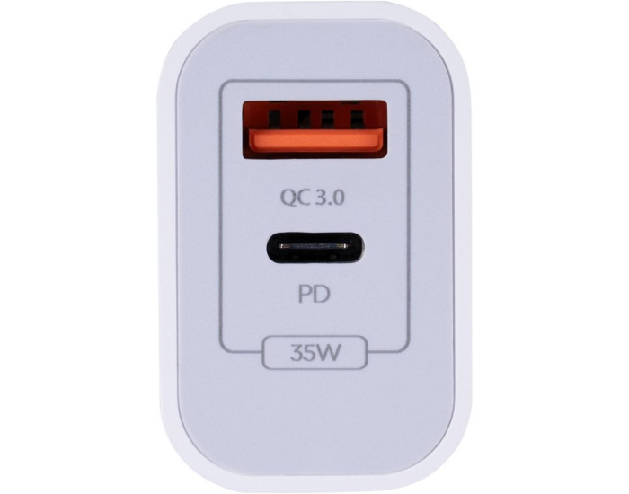 Мережеве зарядний пристрій Gelius Merge GP-HC060 GAN USB+Type-C 35W (QC/PD/PPS) White