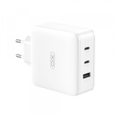 Сетевое зарядное устройство XO CE14 (EU) 100W GaN tech fast charging (2USB-C 100W/1USB-A 18W) (Белый / White)