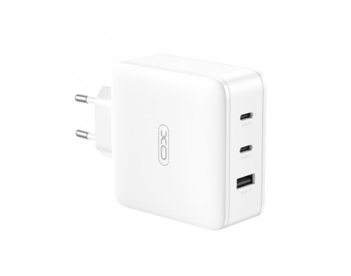 Мережеве зарядний пристрій XO CE14 (EU) 100W GaN tech fast charging (2USB-C 100W/1USB-A 18W) (Білий / White)
