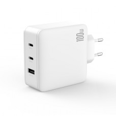 Мережеве зарядний пристрій XO CE14 (EU) 100W GaN tech fast charging (2USB-C 100W/1USB-A 18W) (Білий / White)