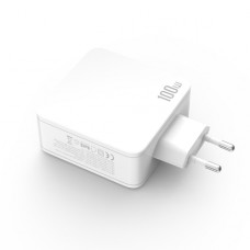 Мережеве зарядний пристрій XO CE14 (EU) 100W GaN tech fast charging (2USB-C 100W/1USB-A 18W) (Білий / White)