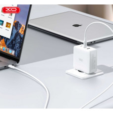 Мережеве зарядний пристрій XO CE14 (EU) 100W GaN tech fast charging (2USB-C 100W/1USB-A 18W) (Білий / White)