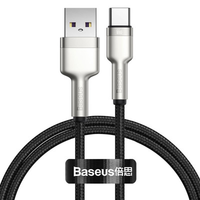 Кабель USB Baseus Cafule Metal Type-C 66W (CAKF000101) Black 1m