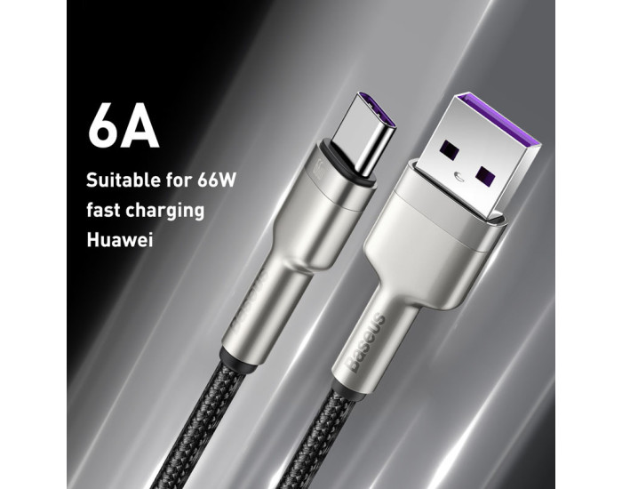 Кабель USB Baseus Cafule Metal USB to Type-C (66W/1m) Black (CAKF000101)