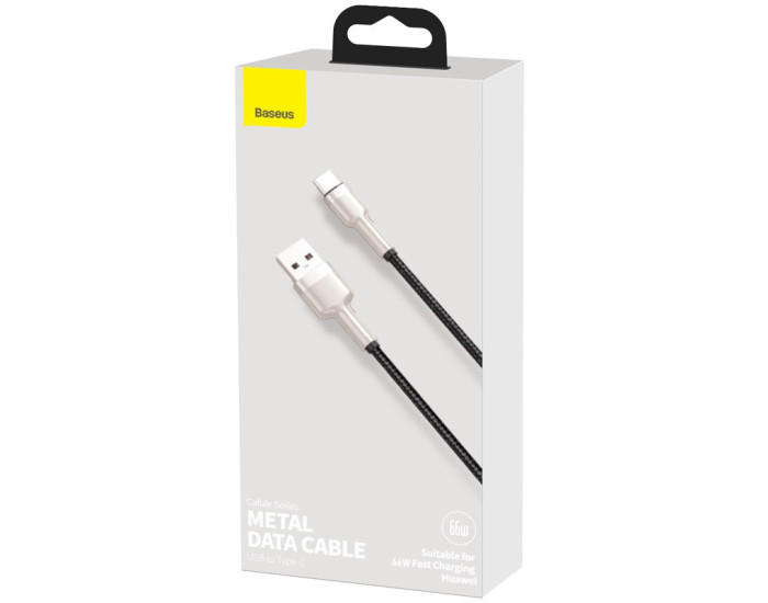 Кабель USB Baseus Cafule Metal USB to Type-C (66W/1m) Black (CAKF000101)