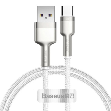 Кабель USB Baseus Cafule Metal Type-C 66W (CAKF000102) White 1m (Класс А)