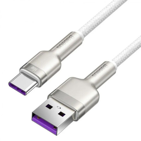 Кабель USB Baseus Cafule Metal Type-C 66W (CAKF000102) White 1m (Класс А)