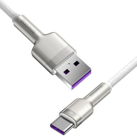 Кабель USB Baseus Cafule Metal Type-C 66W (CAKF000102) White 1m (Класс А)