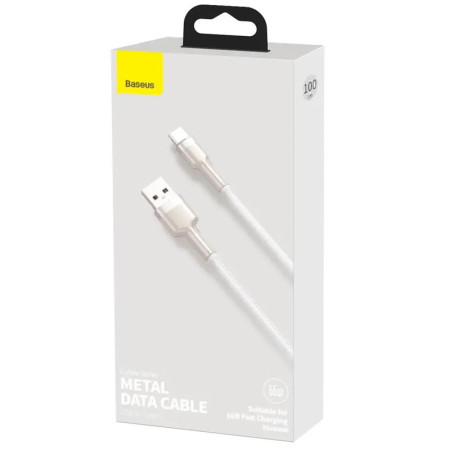 Кабель USB Baseus Cafule Metal Type-C 66W (CAKF000102) White 1m (Класс А)
