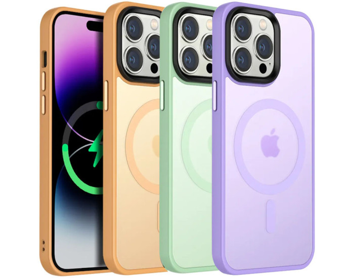 Чехол-силикон Metal Buttons with MagSafe Colorful Apple iPhone 12/ 12 Pro, Зеленый