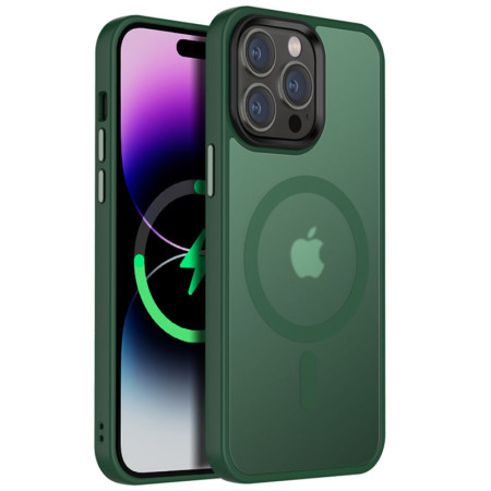 Чехол-силикон Metal Buttons with MagSafe Colorful Apple iPhone 12/ 12 Pro, Зеленый