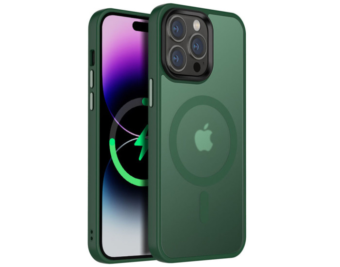 Чехол-силикон Metal Buttons with MagSafe Colorful Apple iPhone 12/ 12 Pro, Зеленый