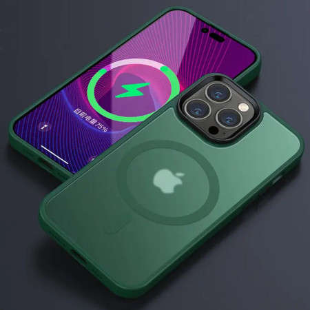 Чехол-силикон Metal Buttons with MagSafe Colorful Apple iPhone 12/ 12 Pro, Зеленый