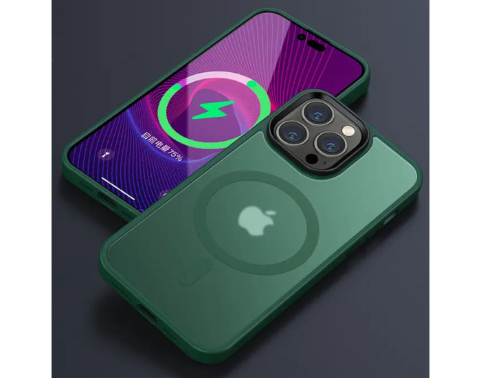 Чехол-силикон Metal Buttons with MagSafe Colorful Apple iPhone 12/ 12 Pro, Зеленый
