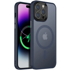 Чехол-силикон Metal Buttons with MagSafe Colorful Apple iPhone 12/ 12 Pro, Синий