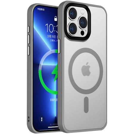 Чехол-силикон Metal Buttons with MagSafe Colorful Apple iPhone 15 Pro Max, Серый Чехол-силикон Metal Buttons with MagSafe Colorful Apple iPhone 15 Pro Max, Серый