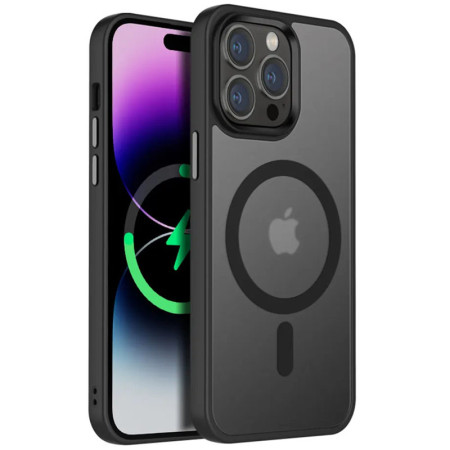 Чехол-силикон Metal Buttons with MagSafe Colorful Apple iPhone 12/ 12 Pro, Черный Чехол-силикон Metal Buttons with MagSafe Colorful Apple iPhone 12/ 12 Pro, Черный
