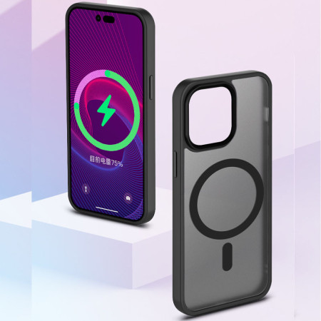 Чехол-силикон Metal Buttons with MagSafe Colorful Apple iPhone 12/ 12 Pro, Черный
