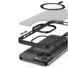 Чехол-силикон Metal Buttons with MagSafe Colorful Apple iPhone 12/ 12 Pro, Черный