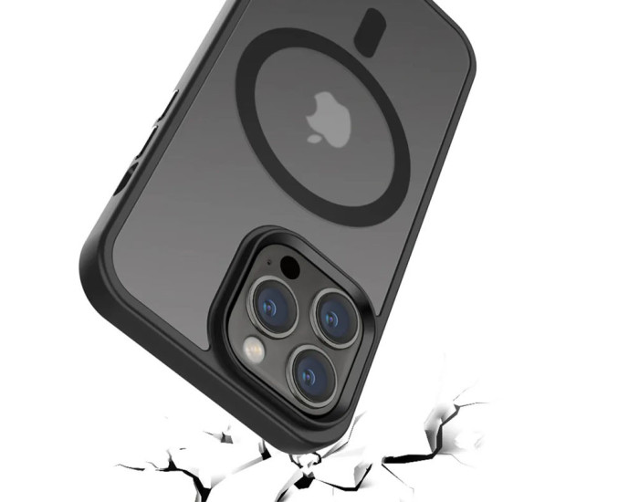 Чехол-силикон Metal Buttons with MagSafe Colorful Apple iPhone 12/ 12 Pro, Черный