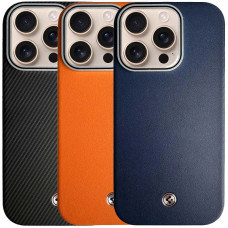 Чехол-силикон PC Leather SGP with Magsafe Carbon для Apple iPhone 15 Pro Max, Grey