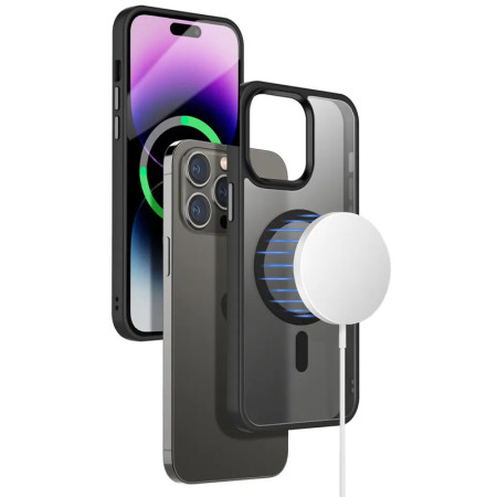Чехол-силикон Metal Buttons with MagSafe Colorful Apple iPhone 14 Pro Max, Черный