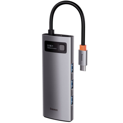 USB HUB Baseus Metal Gleam Series 5-in-1 Type-C Gray CAHUB-CX