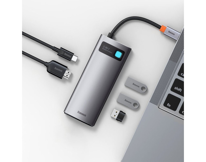 USB HUB Baseus Metal Gleam Series 5-in-1 Type-C Gray CAHUB-CX