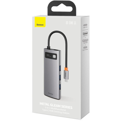 USB HUB Baseus Metal Gleam Series 5-in-1 Type-C Gray CAHUB-CX