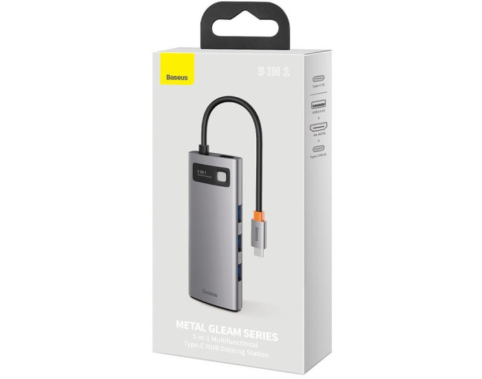 USB HUB Baseus Metal Gleam Series 5-in-1 Type-C Gray CAHUB-CX