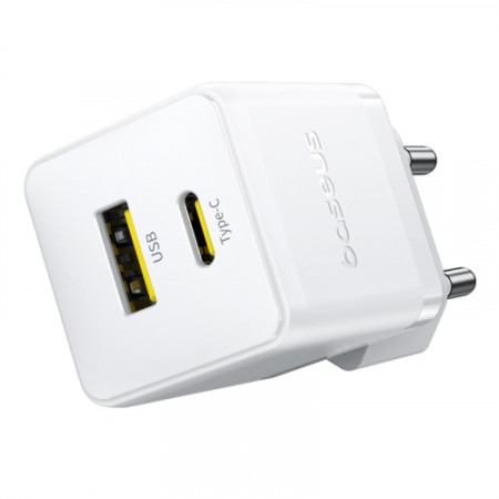 Сетевое зарядное устройство Baseus Palm Type-C + USB 20W (P10111602113-00) White