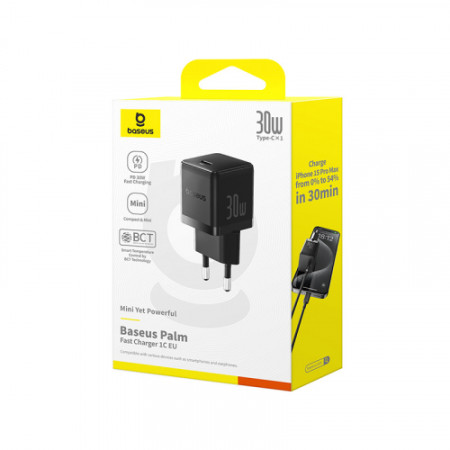 Сетевое зарядное устройство Baseus Palm Type-C 30W (P10111605113-00) Black