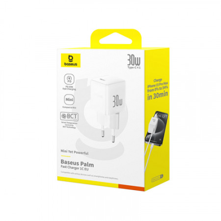 Сетевое зарядное устройство Baseus Palm Type-C 30W (P10111605213-00) White