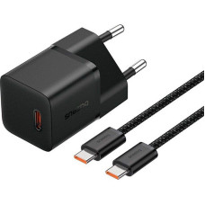 Мережеве зарядний пристрій Baseus GaN5 Fast Charger (mini) 1C 20W з кабелем Type-C to Type-C (100W /1m) (P10110900213-00) Black