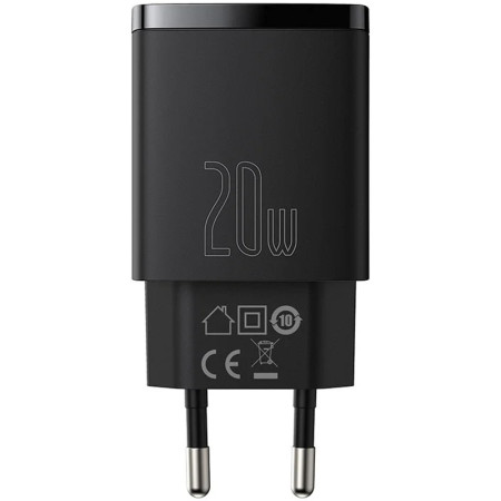 Сетевое зарядное устройство Baseus 1USB + Type-C Compact QC 20W (CCXJ-B) (Черный\Black) (Класс B)
