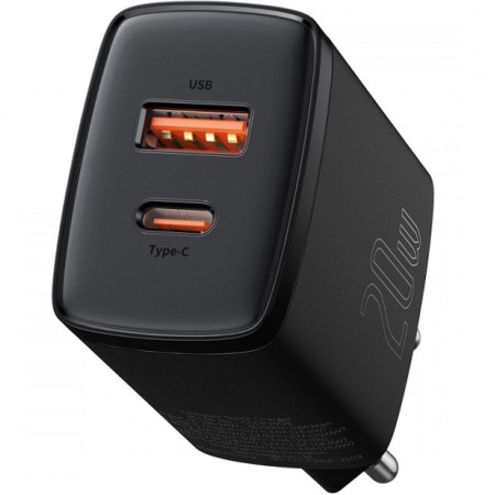 Сетевое зарядное устройство Baseus 1USB + Type-C Compact QC 20W (CCXJ-B) (Черный\Black) (Класс B)