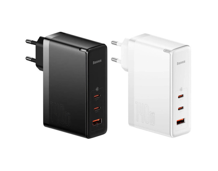 Мережеве зарядний пристрій Baseus GaN5 Pro Fast Charger (2C+U 140W) Cable Type-C to Type-C 1m (140W)(CCGP100201) White
