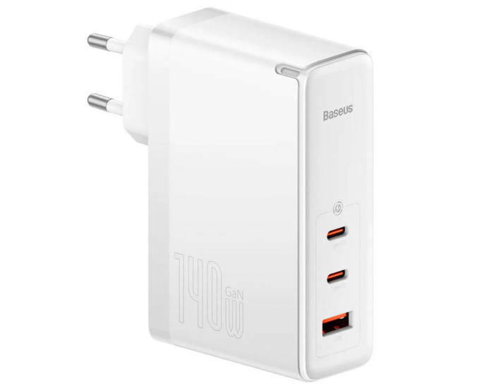 Мережеве зарядний пристрій Baseus GaN5 Pro Fast Charger (2C+U 140W) Cable Type-C to Type-C 1m (140W)(CCGP100201) White