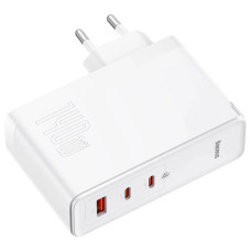 Мережеве зарядний пристрій Baseus GaN5 Pro Fast Charger (2C+U 140W) Cable Type-C to Type-C 1m (140W)(CCGP100201) White