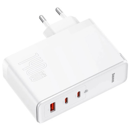 Сетевое зарядное устройство Baseus GaN5 Pro Fast Charger (2C+U 140W) Cable Type-C to Type-C 1m (140W)(CCGP100201) White