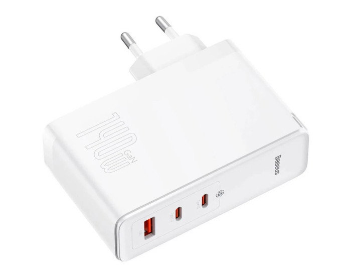 Мережеве зарядний пристрій Baseus GaN5 Pro Fast Charger (2C+U 140W) Cable Type-C to Type-C 1m (140W)(CCGP100201) White
