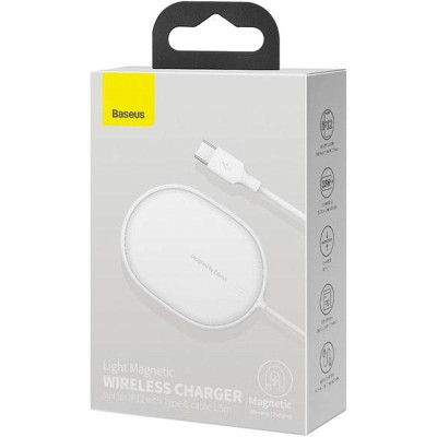 Беспроводная зарядка Baseus Light Magnetic Wireless Charger 15W (WXQJ-02) (Белый \ White)