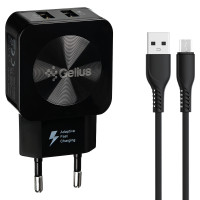 Сетевое зарядное устройство Gelius Ultra Prime (GU-HC02) с кабелем MicroUSB (2USB, 2.1A) Black