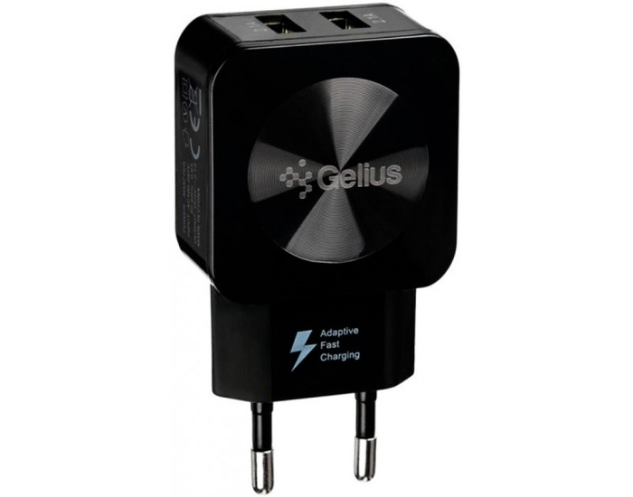 Мережеве зарядний пристрій Gelius Ultra Prime (GU-HC02) з кабелем MicroUSB (2USB, 2.1A) Black