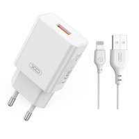 Сетевое зарядное устройство XO L127 (USB-A/QC18W) Fast Charging Charger с кабелем Ligthning, White